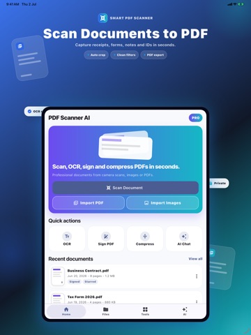PDF Scanner AI: OCR & Sign iPad screenshot