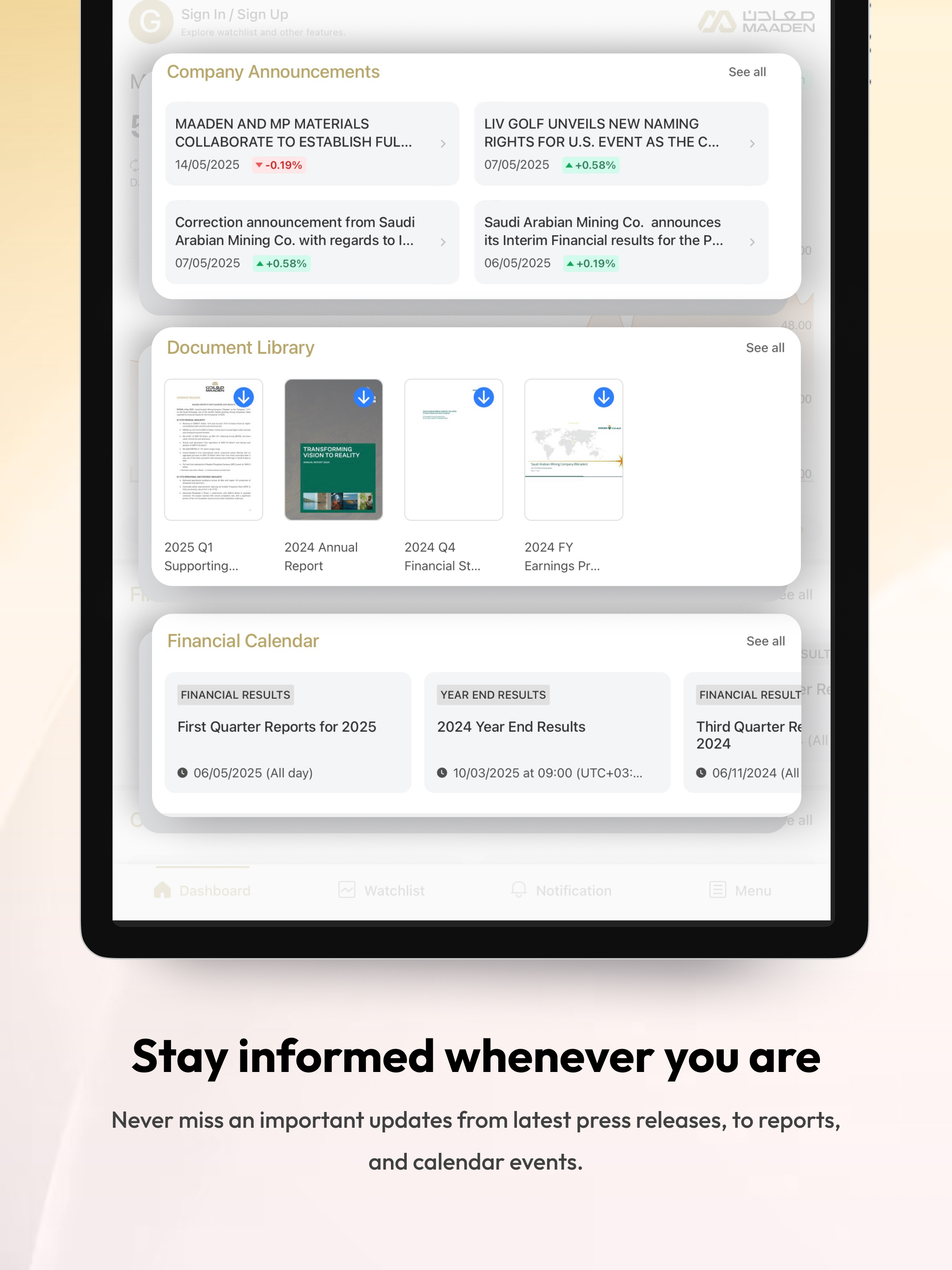 Maaden Investor Relations screenshot 10