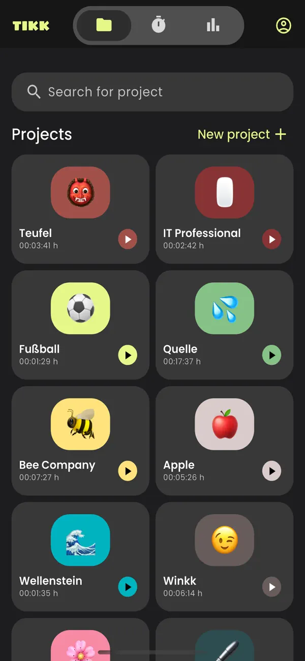 Screenshot #1 pour Tikk Time Tracking