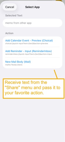 Share Bridge to URL Scheme iPhone screenshot