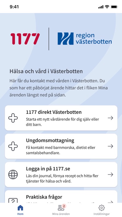 Hälsa och vård i Västerbotten iPhone screenshot 1