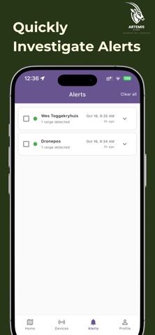 Artemis Alert screenshot