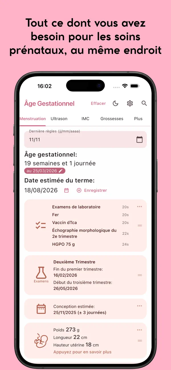 Screenshot #1 pour Âge Gestationnel (du bébé)