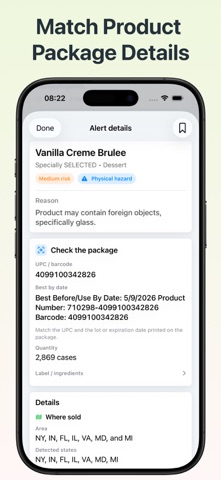 Food Recall Monitor iPhone screenshot