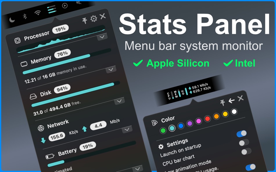 #1. Stats Panel (macOS) Podle: Andrew Moloney