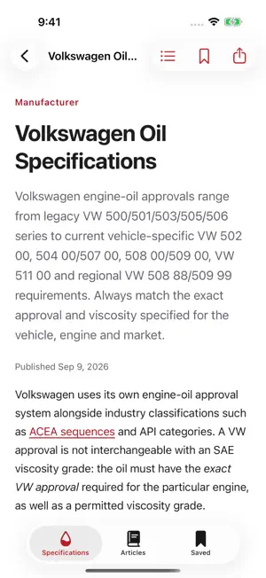 Oil Specifications screenshot 3