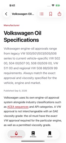 Oil Specifications Screenshot 3 of 7