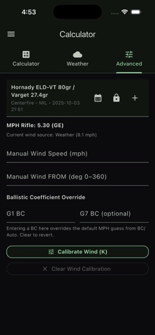 Impact Ballistic App screenshot