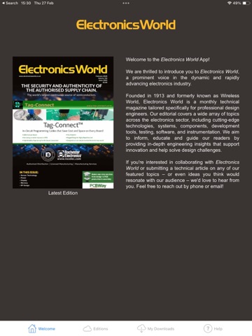 Electronics World magazine iPad screenshot