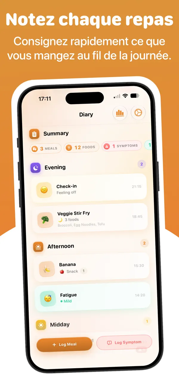 Screenshot #1 pour Suivi Aliments Symptômes