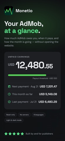 Monetio AdMob Stats & Earnings screenshot