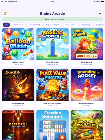 Brainy Arcade iPad screenshot