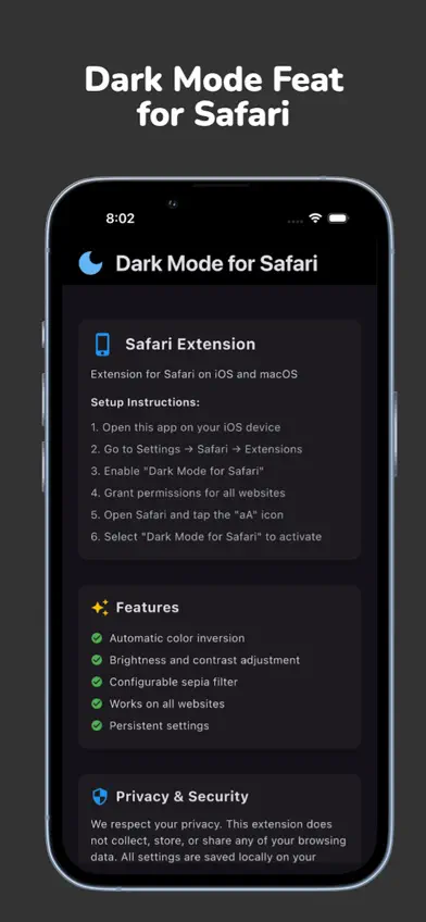 Dark Mode Feat for Safari screenshot 1