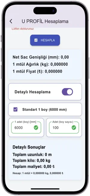 PVC Destek Sacı Hesaplama screenshot 3