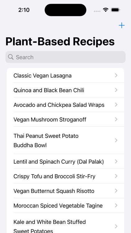 Plant Based Recipes List