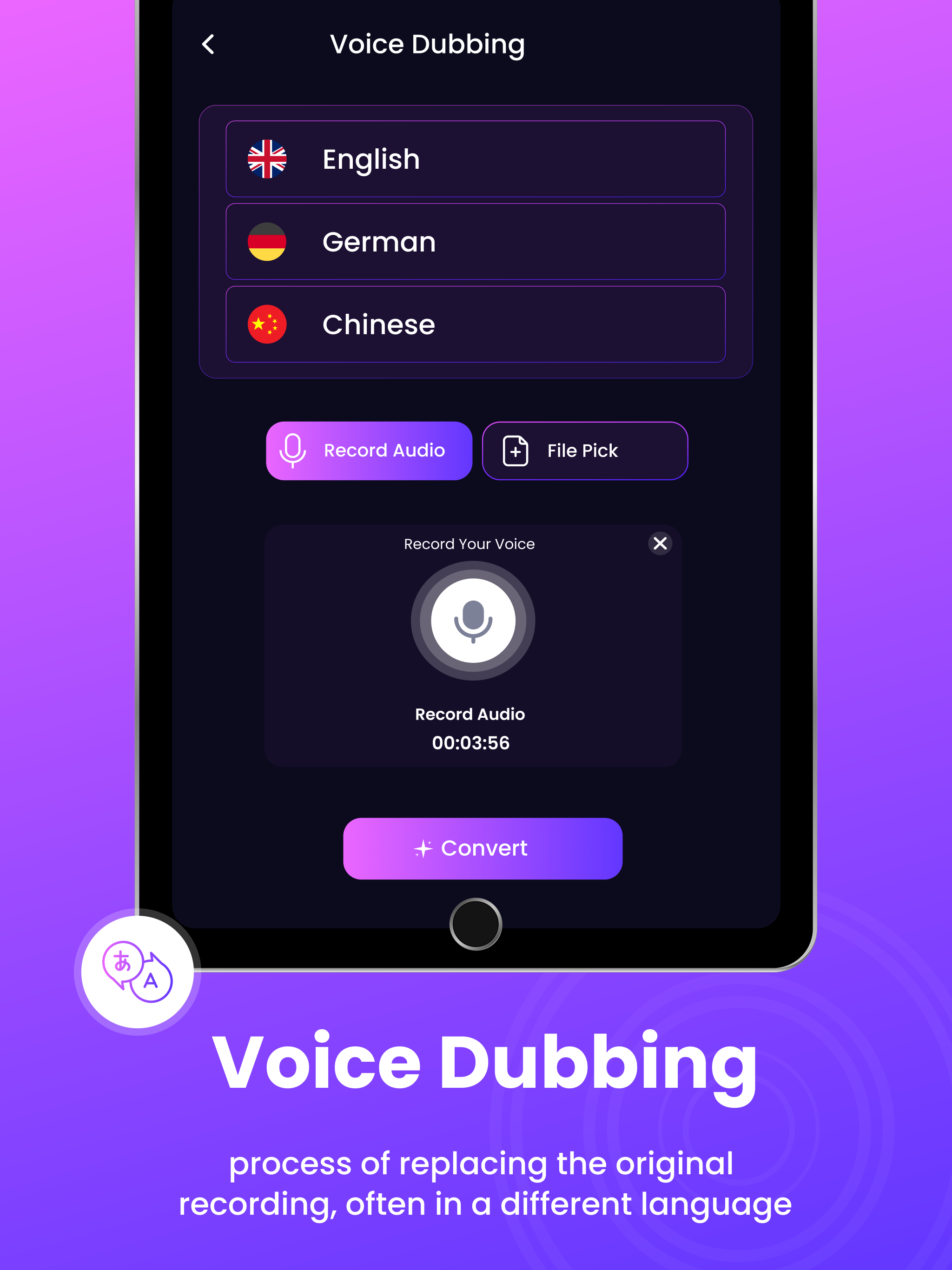 AI Dubbing : Voice Changer