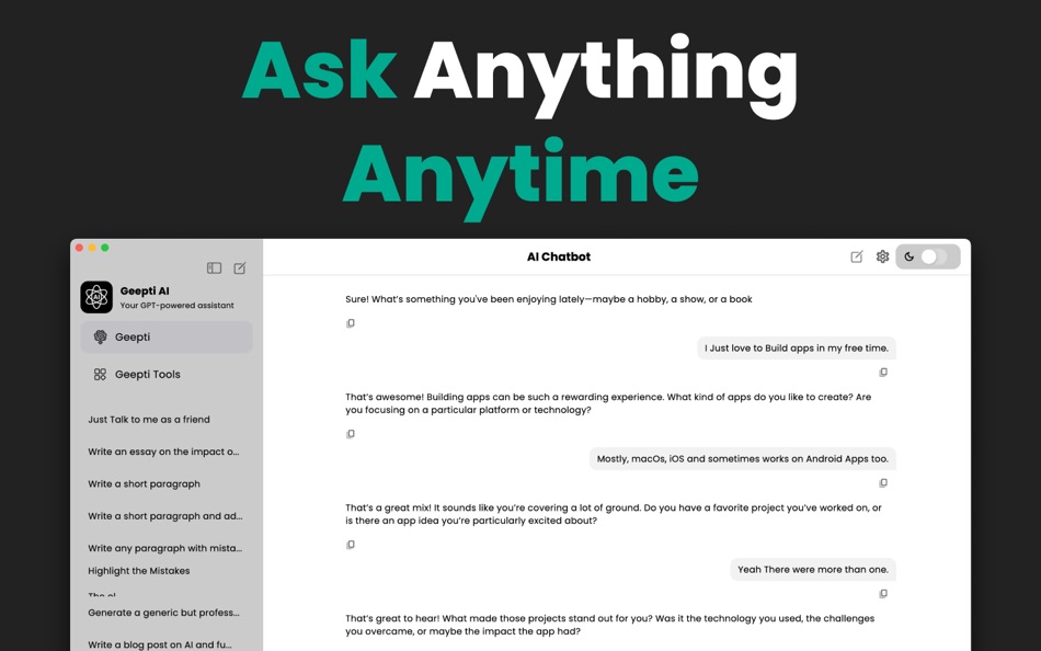 #2. Chat AI-AI Chatbot Assistant (macOS) Podle: Muhammad Zohaib
