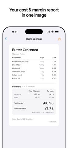 KitchenCost - Recipe Costing iPhone screenshot 1