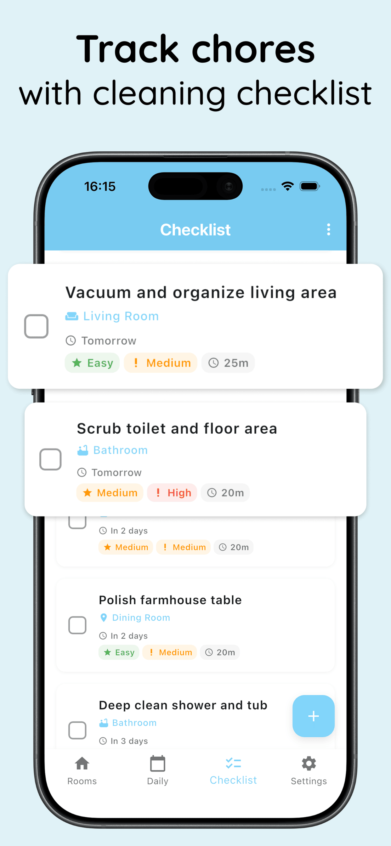 ADHD Cleaning Checklist