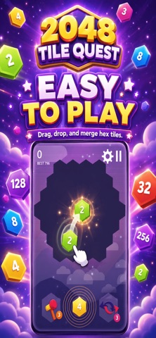 2048 Tile Quest: Hexa Merge screenshot 1