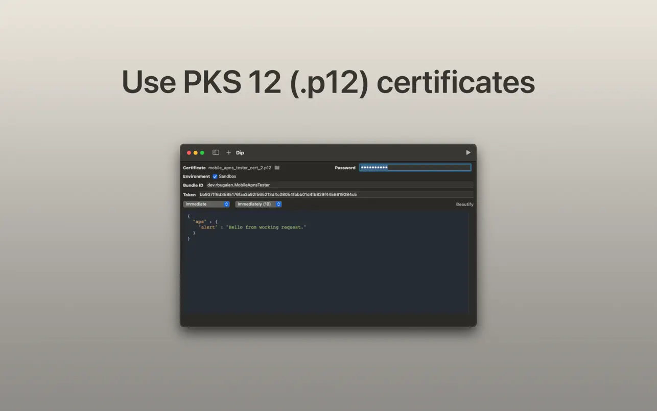 #1. Dip - Push testing tool (macOS) بواسطة: Roman Bugaian
