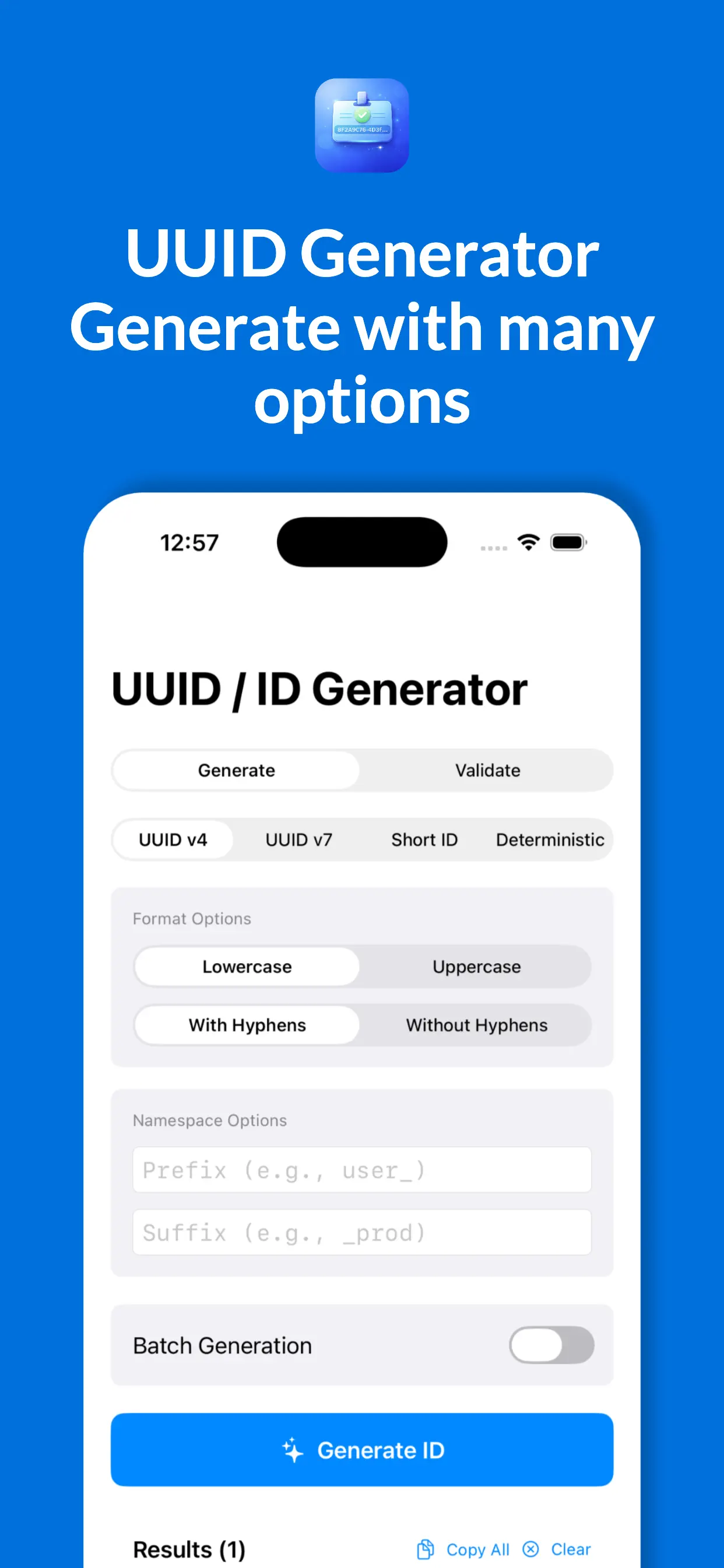 #1. UUID Generator & Validator (iOS) Ved: Marvin Krueger