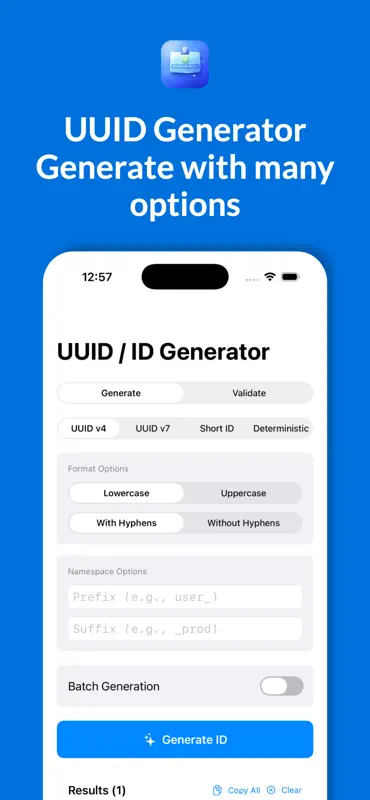 UUID Generator & Validator screenshot 1 of 3