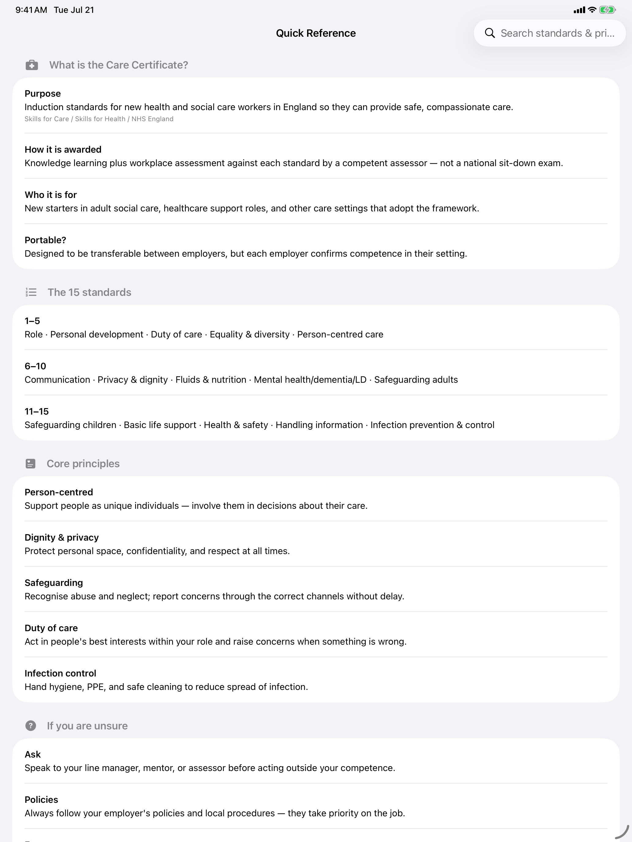 Care Certificate Prep screenshot 13