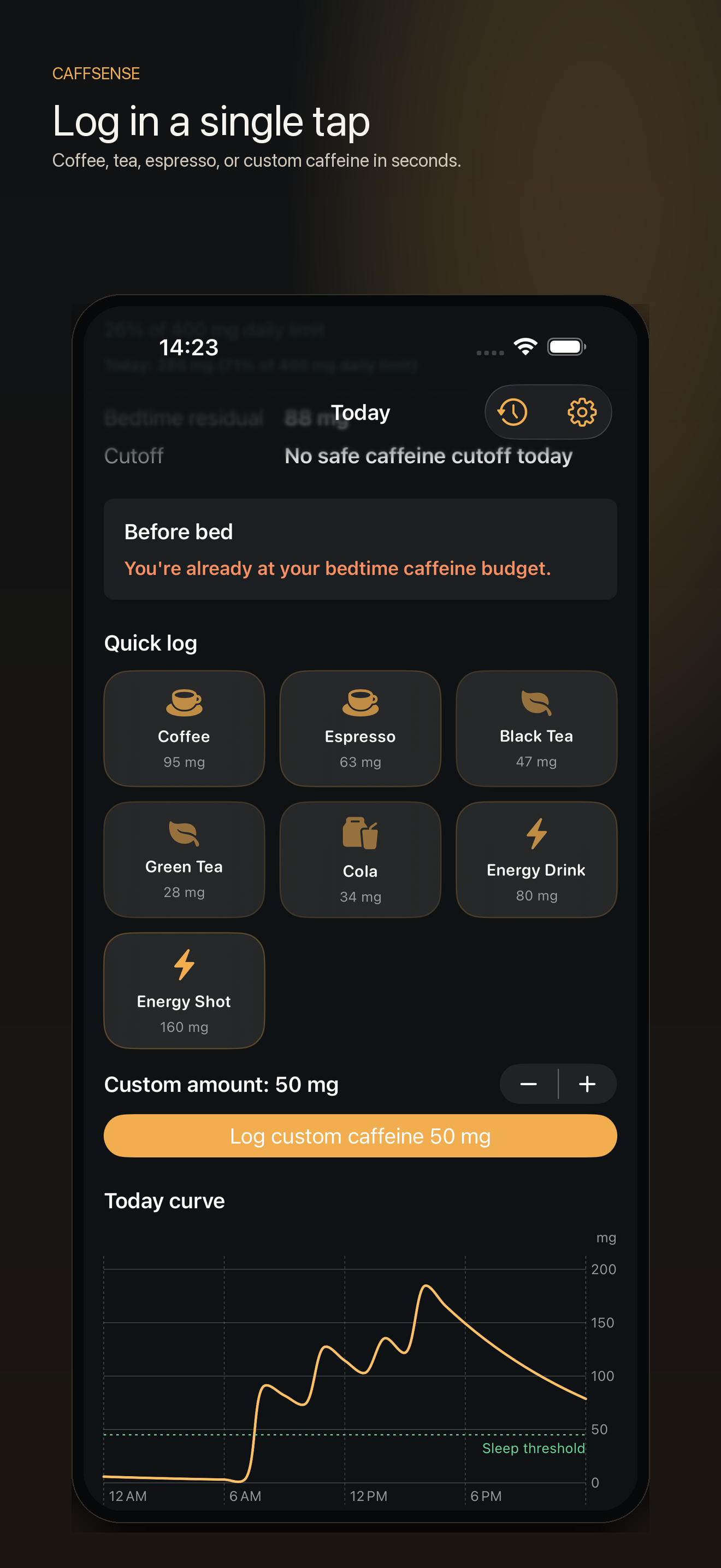 CaffSense: Caffeine & Sleep screenshot 4