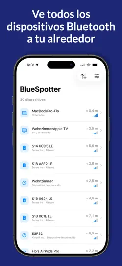 Captura de pantalla de BlueSpotter en iPhone 1