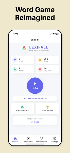 LexiFall: Fast Word Puzzle screenshot 1