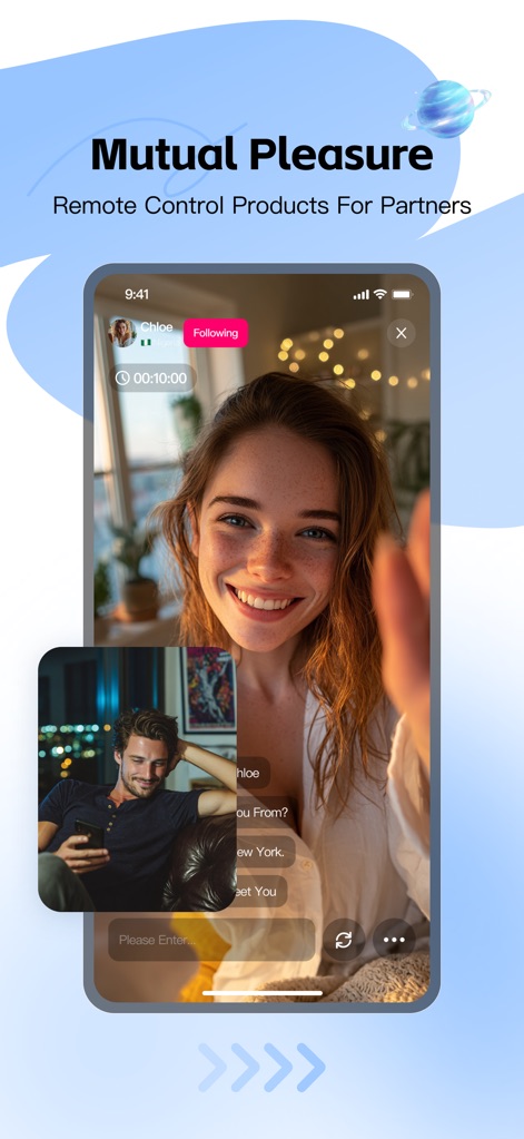 Love Spouse-Remote Connection - Experience remote interaction through a prominent live video feed and a convenient picture-in-picture display, facilitating seamless communication between partners during shared moments.