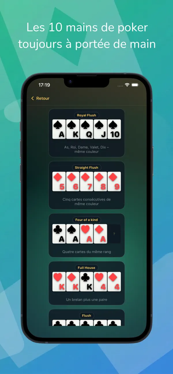 Screenshot #3 pour Quiz Poker - Mains & Odds