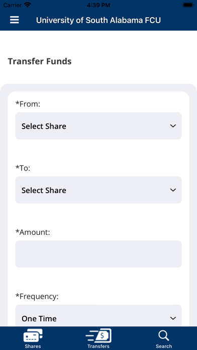 Univ. of South Alabama FCU Screenshot