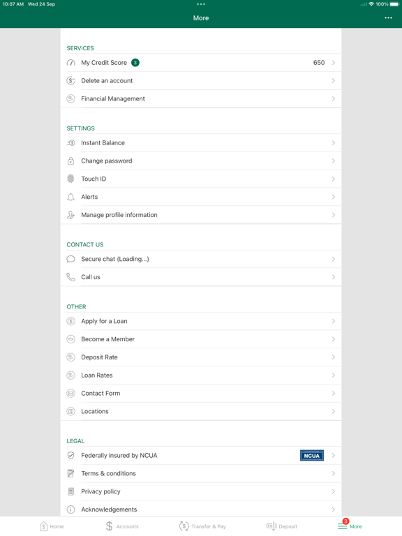 BHSFFCU Mobile Banking iPad screenshot 4 - Finance app