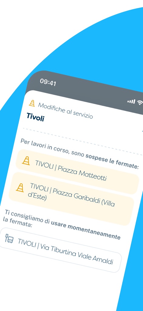 Cotral - La interfaz muestra modificaciones del servicio, detallando las paradas suspendidas por trabajos y sugiriendo una parada alternativa cercana.