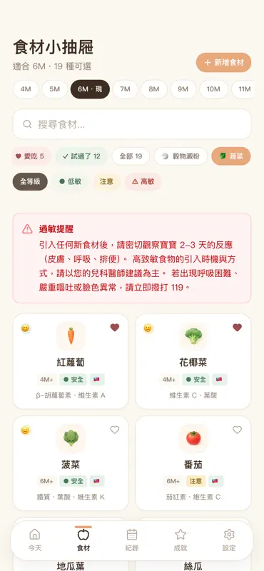 寶寶副食品・今天吃什麼－食譜與過敏紀錄 screenshot 3 of 6