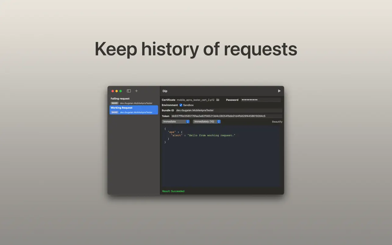 #2. Dip - Push testing tool (macOS) بواسطة: Roman Bugaian