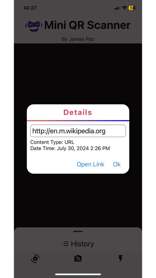 #2. Mini-QR Scanner (iOS) โดย: James Michael Paz