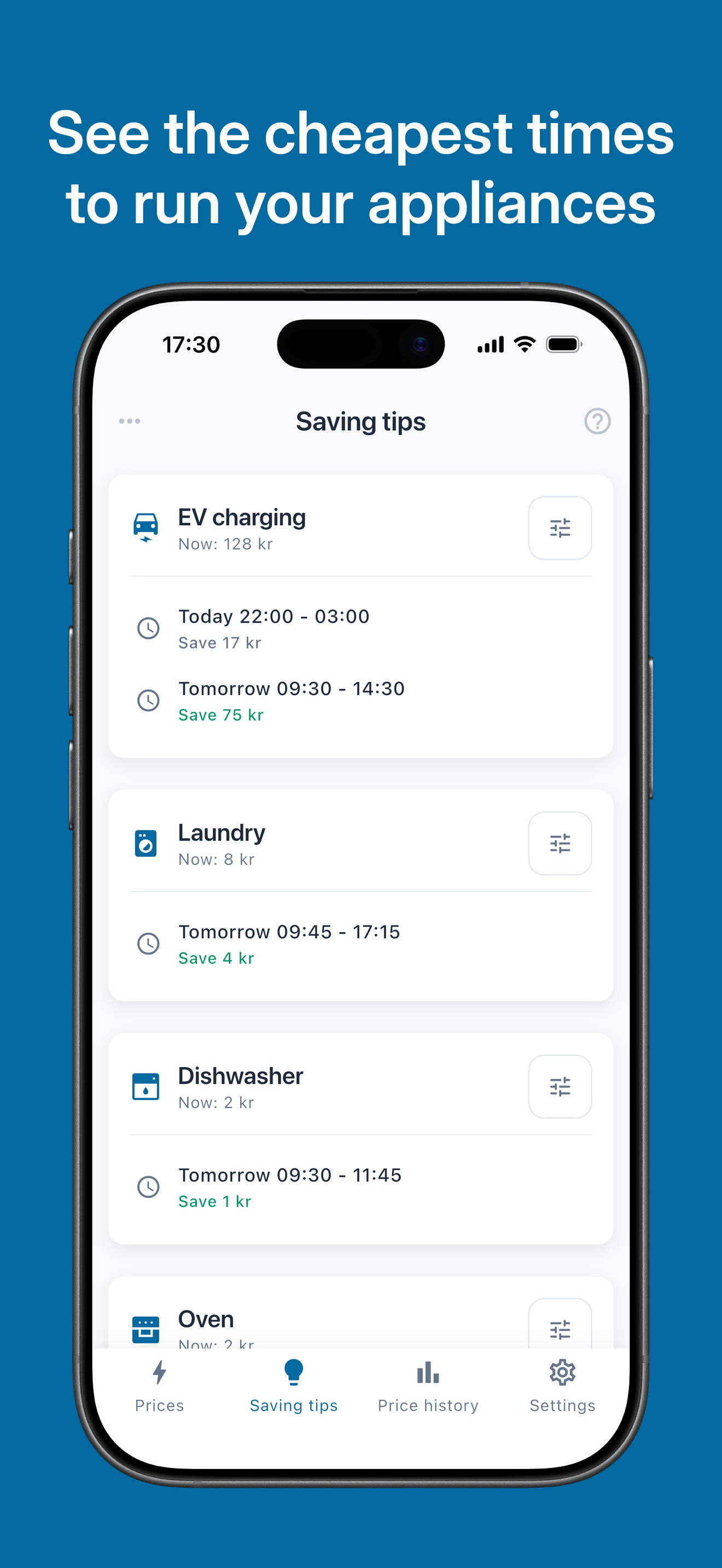 Sparello: Electricity prices screenshot 2