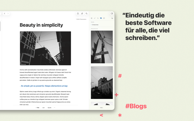 Ulysses: Schreibprogramm Screenshot