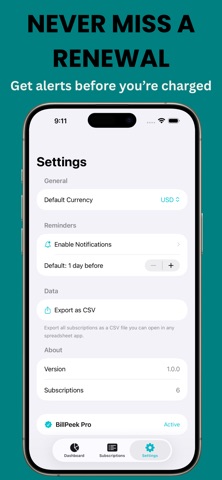 BillPeek: Subscription Tracker Screenshot 4 of 4