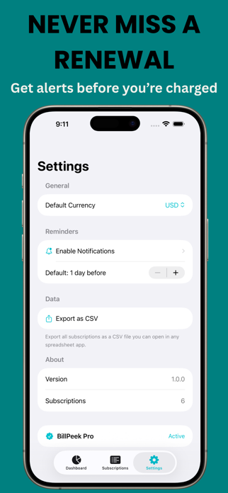 BillPeek: Subscription Tracker Screenshot 4 of 4