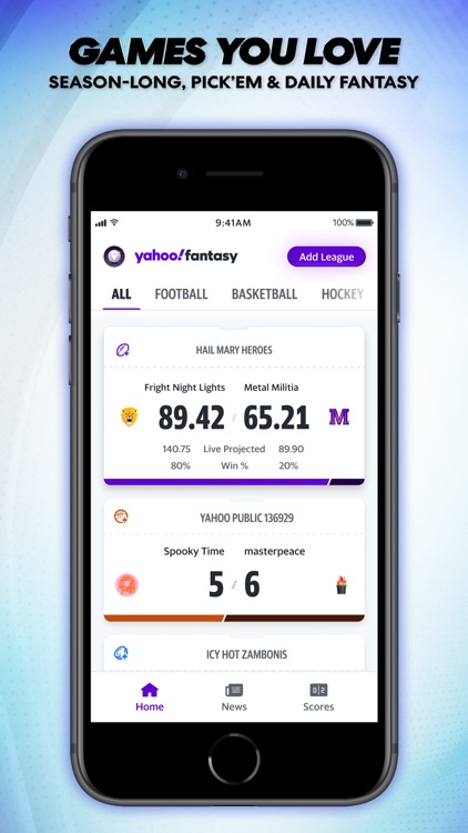 Yahoo Fantasy Football, Sports