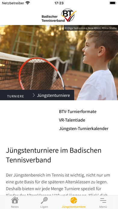 Badischer Tennisverband Screenshot