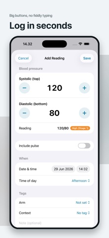 Blood Pressure Log: Tracker iPhone screenshot