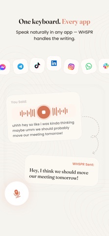 WHSPR – AI Voice Keyboard iPhone screenshot