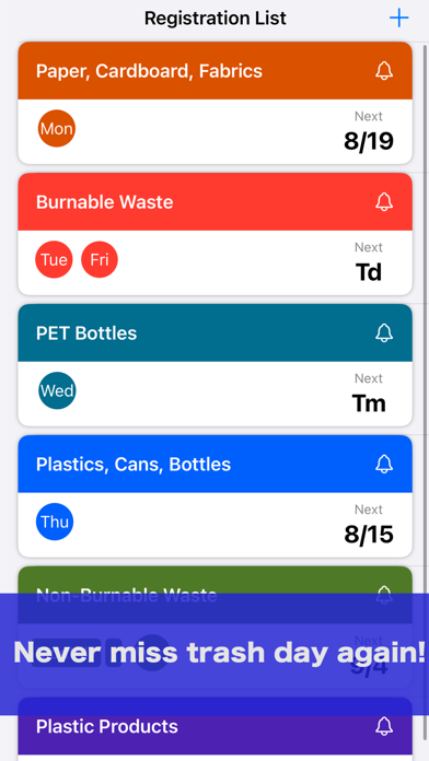 Screenshot 1 of Trash Day Reminder & Scheduler App