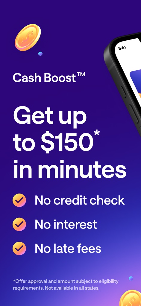 Credit Genie: Get Cash Advance - Discover how the app highlights its rapid cash boost availability and key benefits like no credit checks and zero interest.