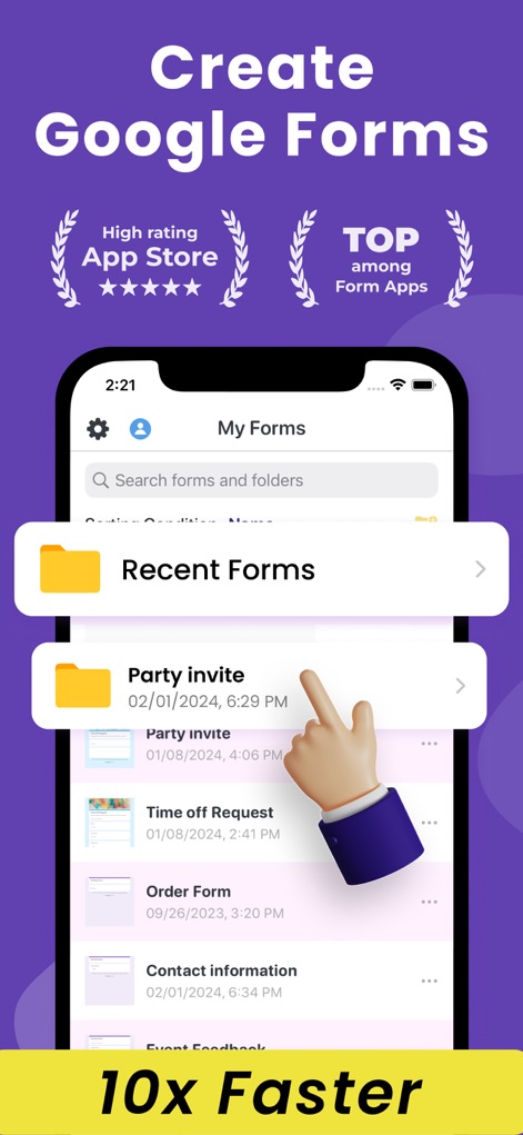 Forms fоr Google Form - This tool streamlines form management, showcasing a user-friendly 'My Forms' dashboard and efficient 'Recent Forms' access for rapid content creation.